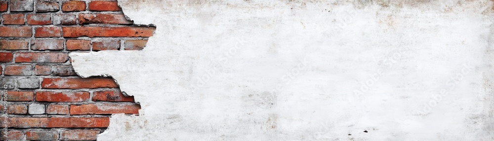 Obraz premium A Textured Wall with Exposed Brick and Smooth White Surface Evoking Urban Charm