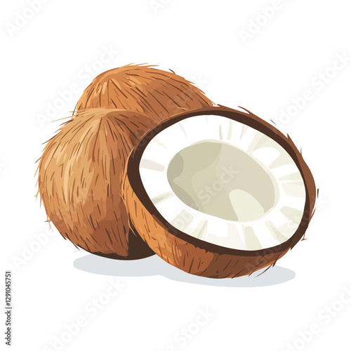 Minimalist flat illustration of Coconut, featuring a clean design isolated on a white background.

