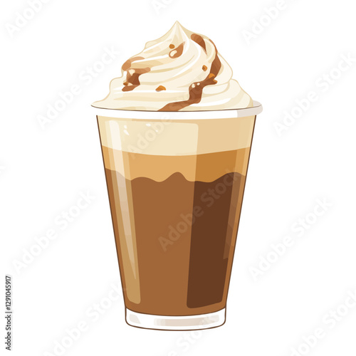 Minimalist flat illustration of Coffee Frappuccino, featuring a clean design isolated on a white background.

