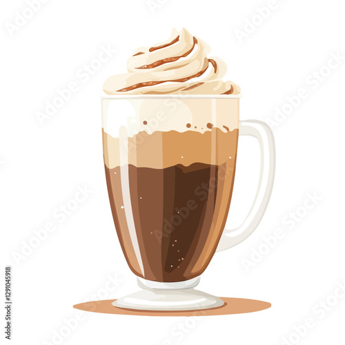 Minimalist flat illustration of Coffee Frappuccino, featuring a clean design isolated on a white background.

