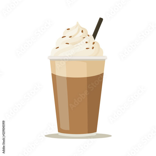 Minimalist flat illustration of Coffee Frappuccino, featuring a clean design isolated on a white background.

