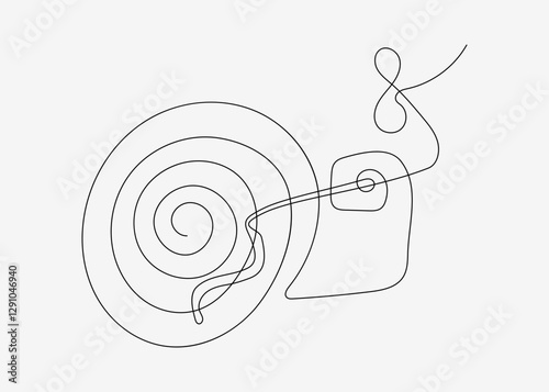 Illustration of a turntable in one line artistic style