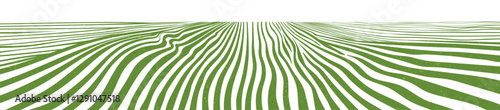 Green grass field on small hills. Meadow, alkali, lye, grassland, pommel, lea, pasturage, farm. Rural scenery landscape panorama of countryside pastures. Vector sketch line illustration