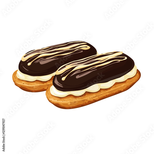 Minimalist flat illustration of Éclair, featuring a clean design isolated on a white background.

