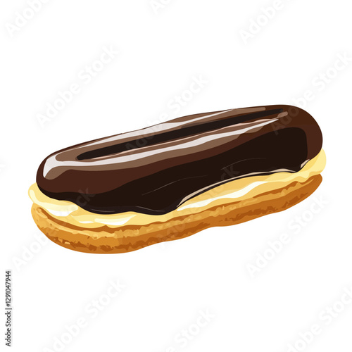 Minimalist flat illustration of Éclair, featuring a clean design isolated on a white background.
