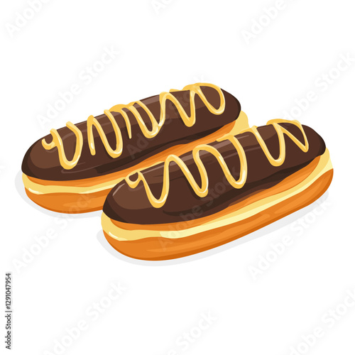 Minimalist flat illustration of Éclair, featuring a clean design isolated on a white background.
