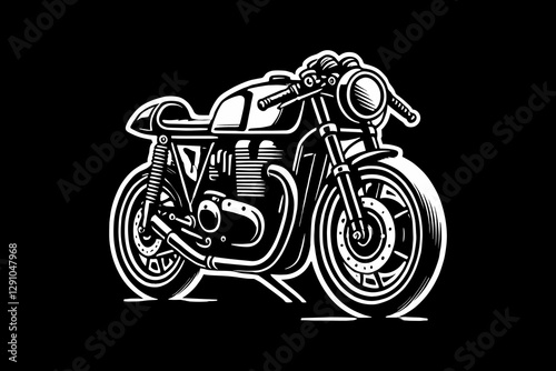 classic vintage motorcycles rider dark art black and white illustration design