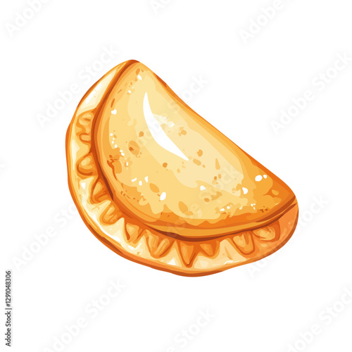 Minimalist flat illustration of Empanada, featuring a clean design isolated on a white background.

