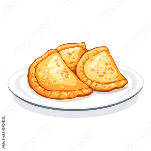 Minimalist flat illustration of Empanada, featuring a clean design isolated on a white background.

