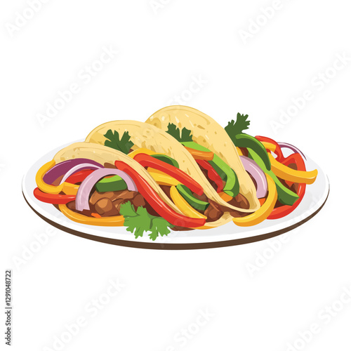 Minimalist flat illustration of Fajita Platter, featuring a clean design isolated on a white background.

