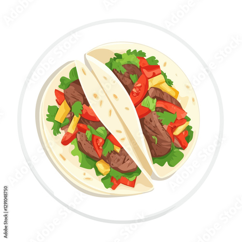 Minimalist flat illustration of Fajitas, featuring a clean design isolated on a white background.

