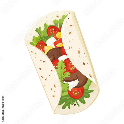 Minimalist flat illustration of Fajitas, featuring a clean design isolated on a white background.

