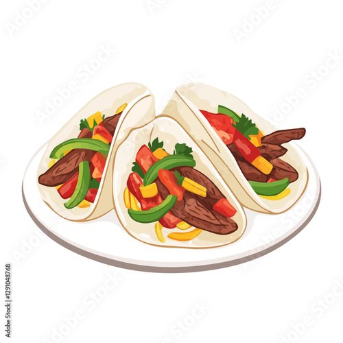 Minimalist flat illustration of Fajitas, featuring a clean design isolated on a white background.

