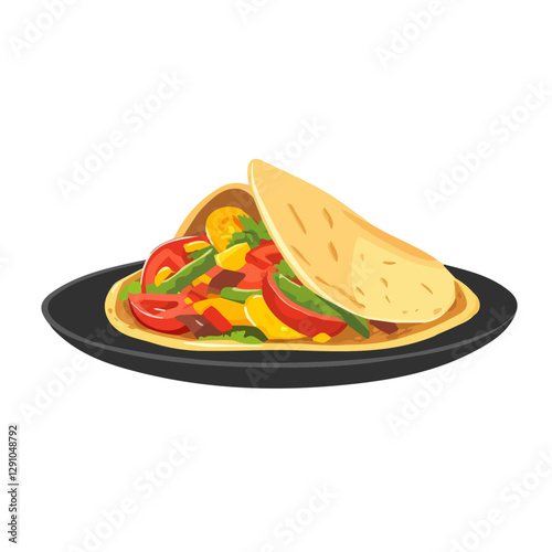 Minimalist flat illustration of Fajitas, featuring a clean design isolated on a white background.


