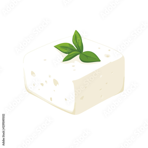 Minimalist flat illustration of Feta Cheese, featuring a clean design isolated on a white background.

