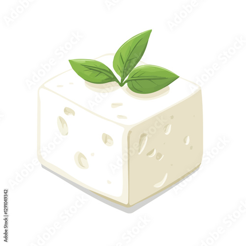 Minimalist flat illustration of Feta Cheese, featuring a clean design isolated on a white background.

