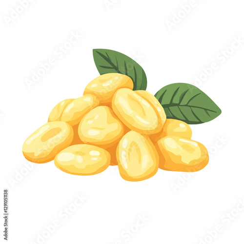 Minimalist flat illustration of Gnocchi, featuring a clean design isolated on a white background.

