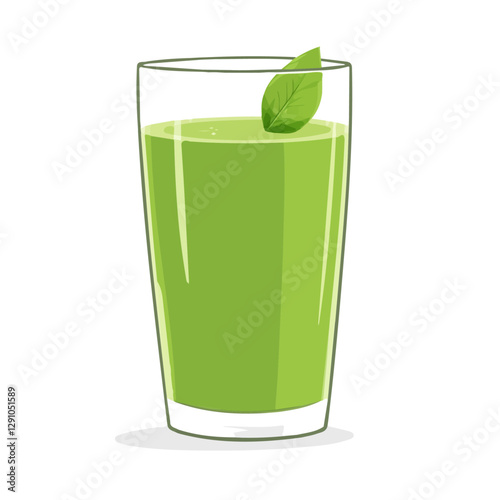Minimalist flat illustration of Green Juice, featuring a clean design isolated on a white background.

