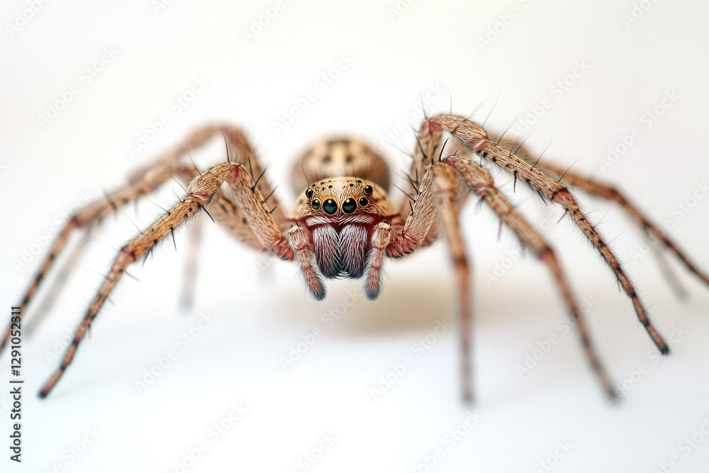 Close-up photo of a spider on a white background Close-up photo of a spider on a white background