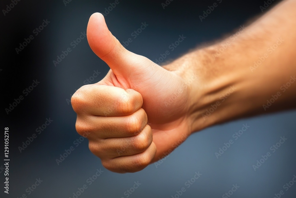 A person showing approval with a thumbs up sign A person showing approval with a thumbs up sign