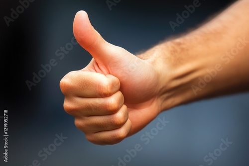 A person showing approval with a thumbs up sign