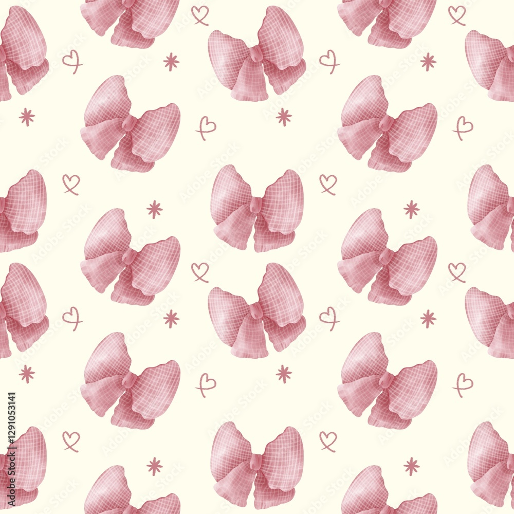 Red coquette ribbon bow seamless pattern background Red coquette ribbon bow seamless pattern background