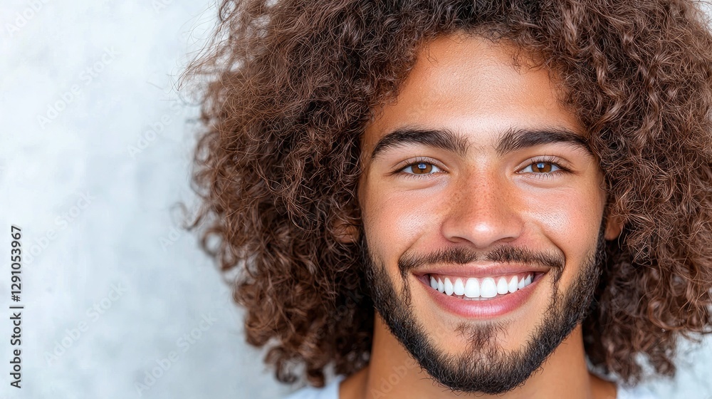 Close-up portrait of smiling man with curly hair Close-up portrait of smiling man with curly hair
