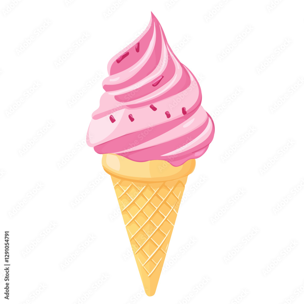 Minimalist flat illustration of Ice Cream Cone, featuring a clean design isolated on a white background.
Minimalist flat illustration of Ice Cream Cone, featuring a clean design isolated on a white background.