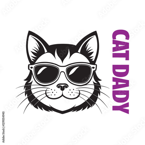 Cartoon black cat kitten portrait illustration with big eyes, cute and fun design, sketch style, perfect for pet lovers and animal enthusiasts