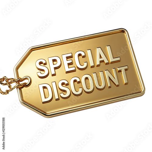 Special Discount Tag Golden Price Label on Black Background PNG