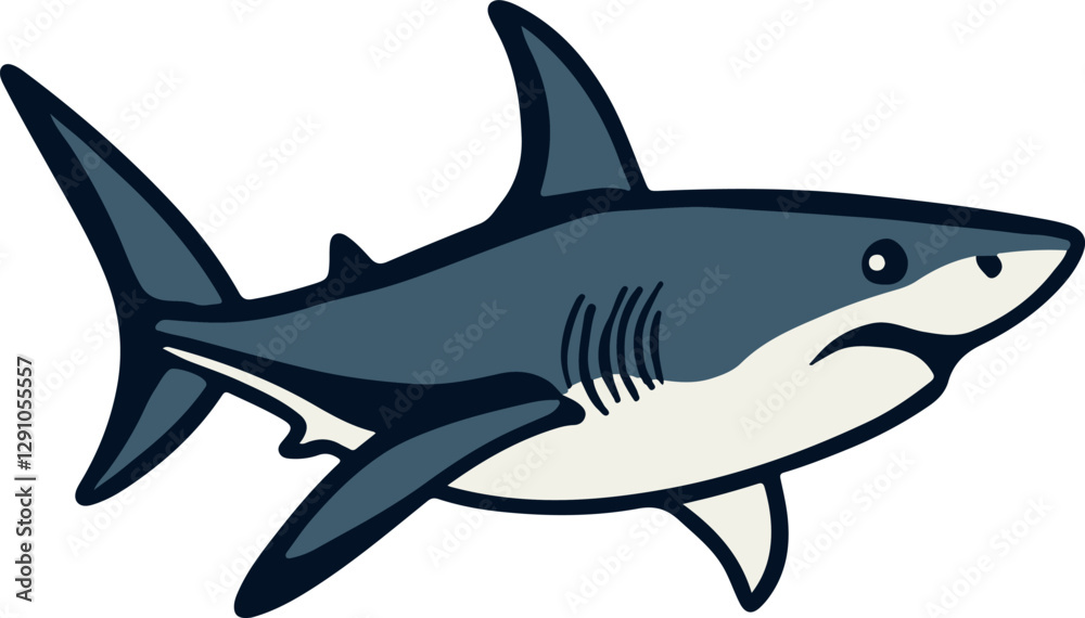 Fototapeta premium Shark icon swimming with head to the left vector.