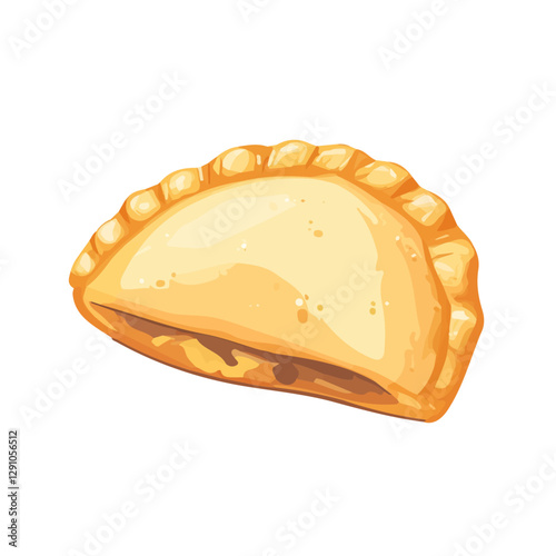 Minimalist flat illustration of Karelian pasty, featuring a clean design isolated on a white background.

