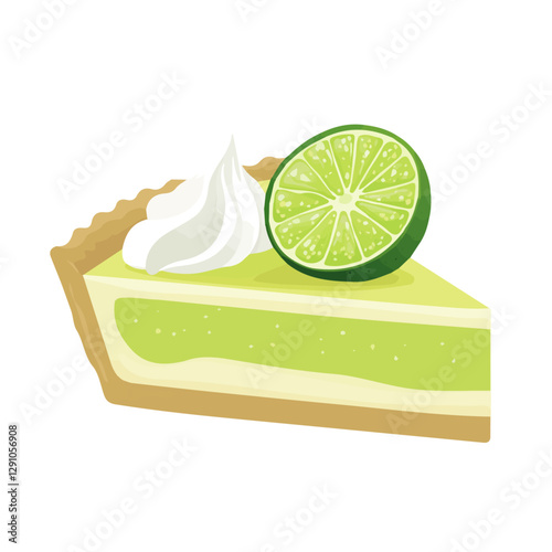 Minimalist flat illustration of Key lime pie, featuring a clean design isolated on a white background.

