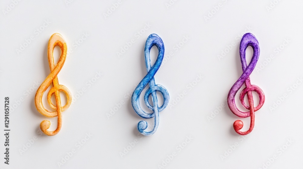 Fototapeta premium colorful musical clefs on white background