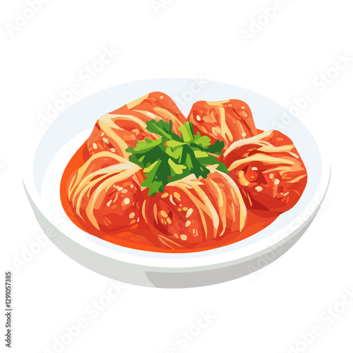 Minimalist flat illustration of Kimchi, featuring a clean design isolated on a white background.

