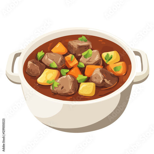 Minimalist flat illustration of Lamb stew, featuring a clean design isolated on a white background.

