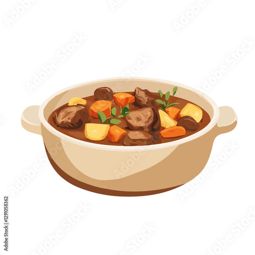 Minimalist flat illustration of Lamb stew, featuring a clean design isolated on a white background.

