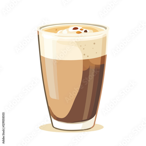 Minimalist flat illustration of Latte, featuring a clean design isolated on a white background.

