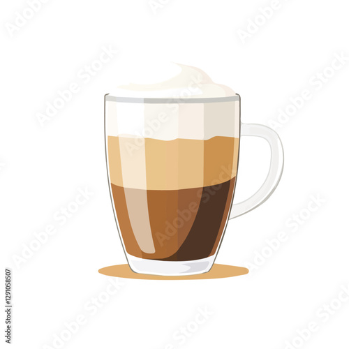 Minimalist flat illustration of Latte, featuring a clean design isolated on a white background.

