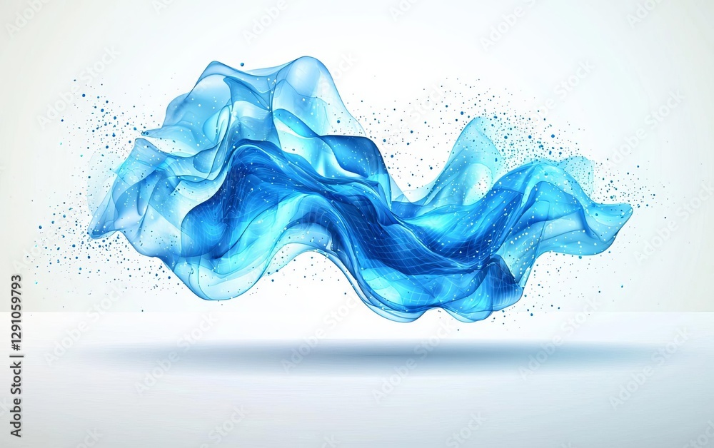 Fototapeta premium Abstract blue waves - data stream concept. Vector illustration , isolated on white background, , copy space for text,