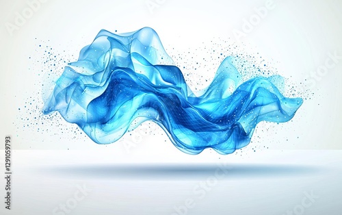 Abstract blue waves - data stream concept. Vector illustration , isolated on white background,  , copy space for text,