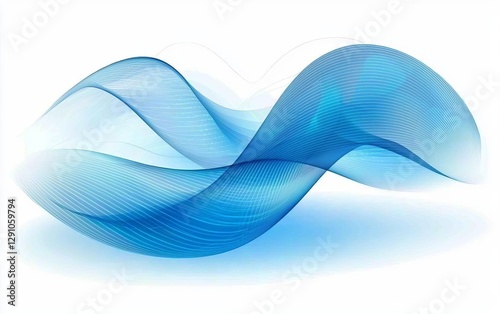 Abstract blue waves - data stream concept. Vector illustration , isolated on white background,  , copy space for text,