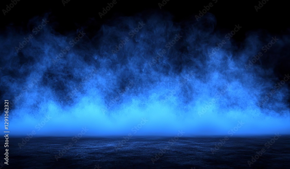 Fototapeta premium Abstract blue smoke mist fog on a black background. Texture background for graphic and web. , isolated on white background, , copy space for text,