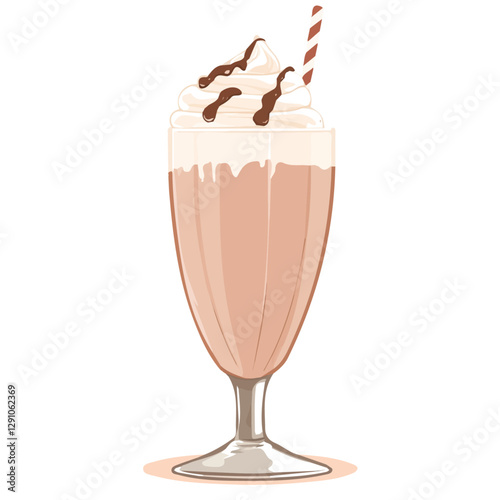 Minimalist flat illustration of Milkshake, featuring a clean design isolated on a white background.

