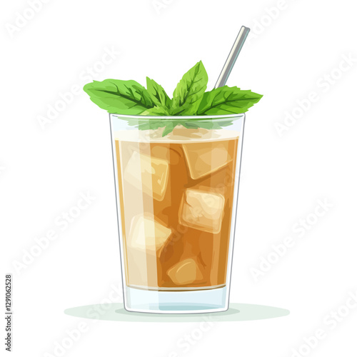 Minimalist flat illustration of Mint julep, featuring a clean design isolated on a white background.

