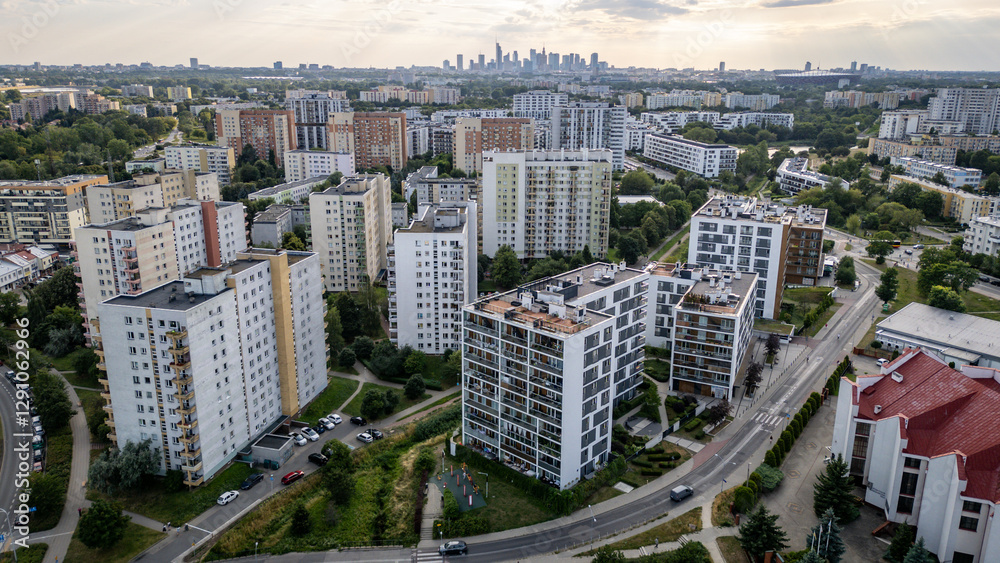 Residential buildings n Goclaw area, subdistrict of Praga-Poludnie, Warsaw city, Poland