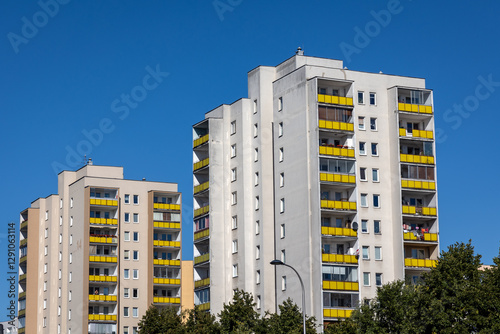Obraz na płótnie Great Panel type of apartment buildings in Goclaw area of Warsaw, Poland w salonie