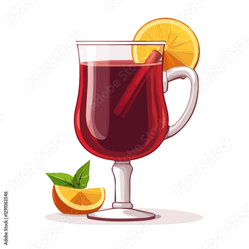 Minimalist flat illustration of Mulled Wine, featuring a clean design isolated on a white background.


