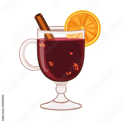 Minimalist flat illustration of Mulled Wine, featuring a clean design isolated on a white background.

