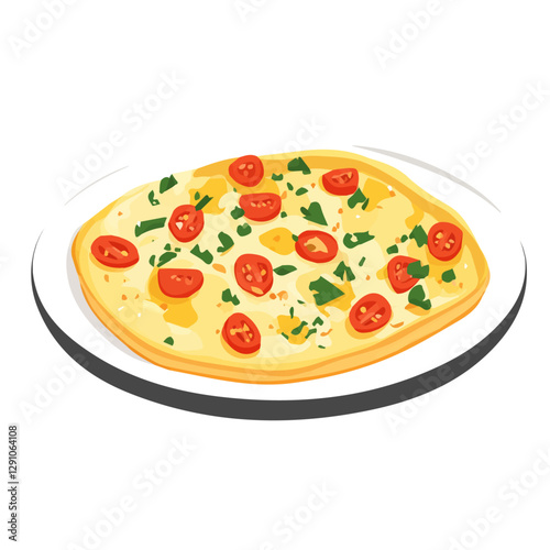 Minimalist flat illustration of Omelette, featuring a clean design isolated on a white background.

